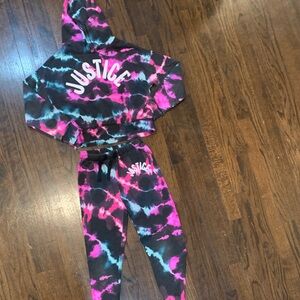 Justice Colorful Tie-Dye Hoodie and Joggers